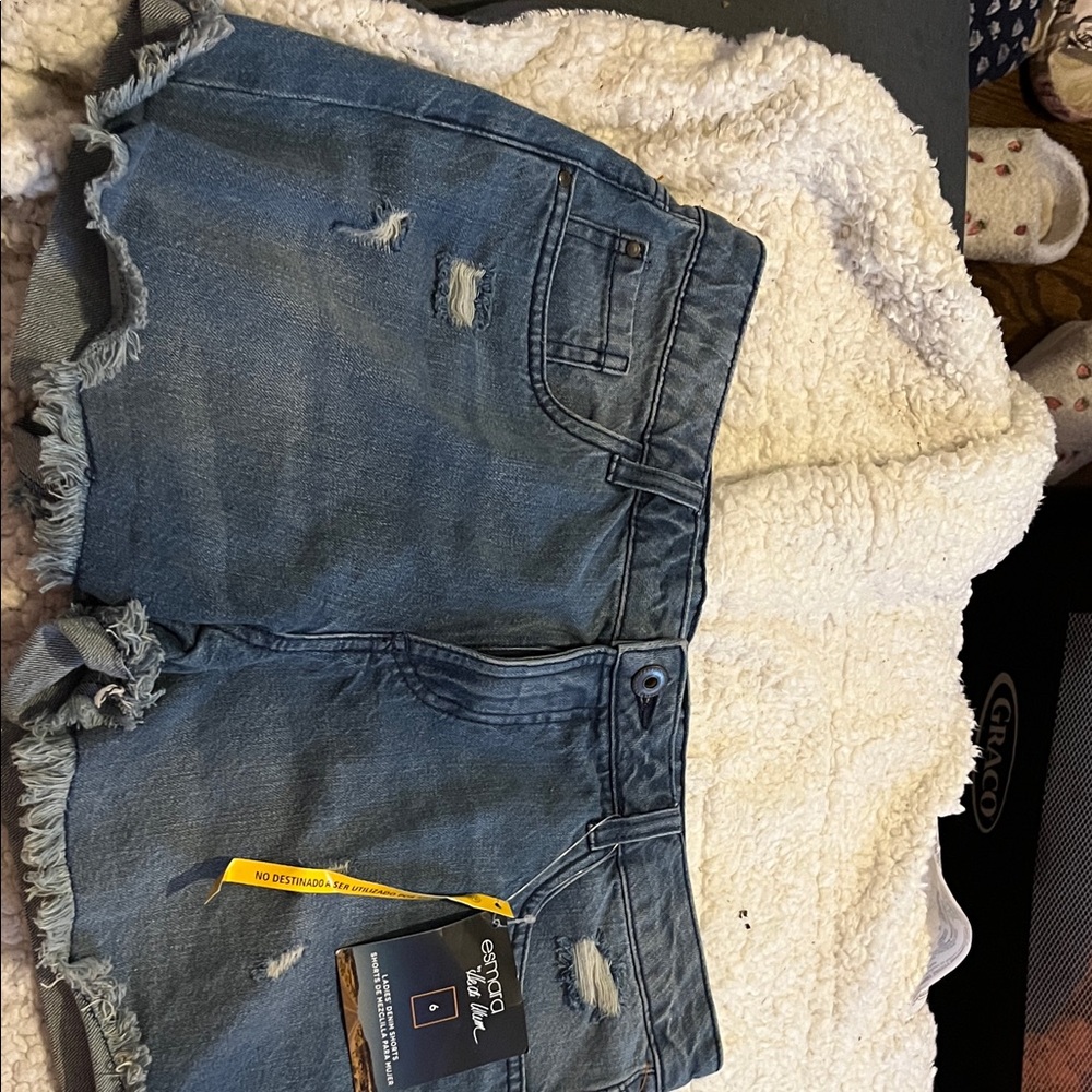 Distressed Blue Denim Shorts